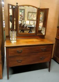  Mahogany Dresser with Tri-Fold Mirror Mahogany Dresser with Tri-Fold Mirror
