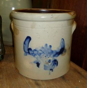  Crock w/Blue Mark and Number Three Crock w/blue mark and number three 10 1/2"h.