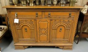  Feudal Oak Carved Sideboard Feudal Oak Carved Sideboard; 35"h. x 51"w. x 20"d.