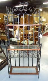  Wrought Iron Baker's Rack with Wine Bottle Holders Wrought Iron Baker's Rack with Wine Bottle Holders; 73 1/2"h. x 31"w. x 13"d.