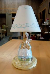  Hand Painted Beatrix Potter "Bunnikins" Lamp Hand painted Beatrix Potter "Bunnikins" Lamp, 13"h.
