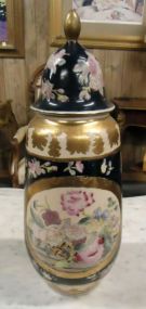  Blue & Gold Urn with Flowers Blue & gold urn with flowers, 14 3/4"h.