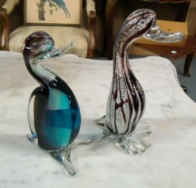 Pair of Art Glass Ducks Pair of art glass ducks