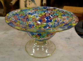  Multicolored Flower Art Glass Bowl Multicolored flower art glass bowl, 8"