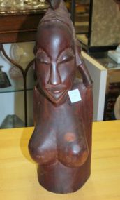  Wood Carving of Tribal Woman Wood Carving of Tribal Woman; 18" h.