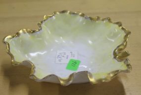  Leaf Pattern Gold Rim Dish Leaf Pattern Gold Rim Dish; 6" w.