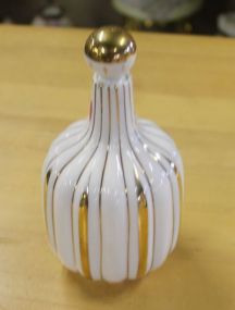  Unusual Gold and White Perfume Bottle Unusual Gold and White Perfume Bottle; 6" h.