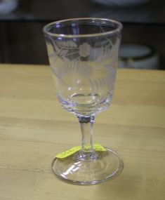  Etched Glass Footed Sherry Glass Etched Glass Footed Sherry Glass; 4" h.