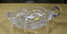  Cut Glass Single Handle Candle Dish Cut Glass Single Handle Candle Dish; 6" dia.