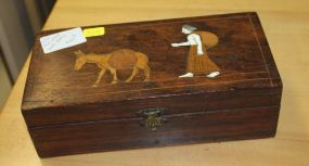 Wood Box with Inlaid Ivory Wood Box with Inlaid Ivory; 8" l, 4" w.