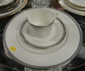  Royal Worcester Corinth Platinum China Royal Worcester Corinth Platinum China; cup, saucer and dinner plate