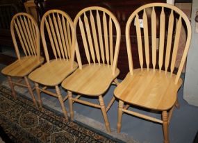  Set of Four Light Wood Kitchen Chairs Set of Four Light Wood Kitchen Chairs; 37" h., 18" w.