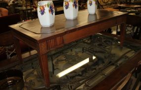  Leather Top Coffee Table Leather Top Coffee Table; 40" w., 16" h.