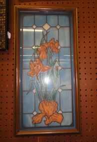  Framed Stained Glass Flower Framed Stained Glass Flower; 23" h.