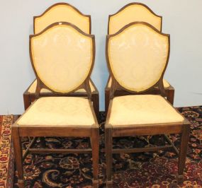  Set of Four Upholstered Shield Back Side Chairs Set of Four Upholstered Shield Back Side Chairs, 17"w., 37"h.