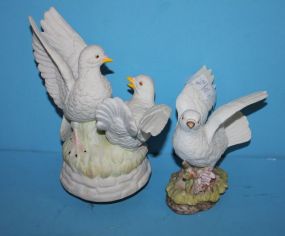  Two White Bisque Dove Music Box and Bisque Dove Two White Bisque Dove Music Box and Bisque Dove