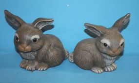  Pair of Ceramic Painted Rabbits Pair of Ceramic Painted Rabbits, 5"h.
