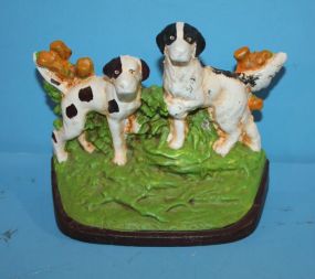  Vintage Cast Iron Bookend or Small Door Stop of Dogs Vintage Cast Iron Bookend or Small Door Stop of Dogs 6"w., 5"h.