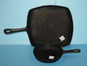  Small Iron Skillet and a Square Skillet Small Iron Skillet (7") and a Square Skillet