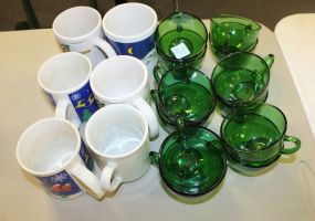 Set of 12 Green Cups and 6 Varous Mugs Set of 12 Green Cups and 6 Varous Mugs