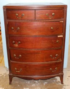  Five Drawer Mid 1900's Hepplewhite Style Chest 33 1/2" w., 19" dia., 49" h.