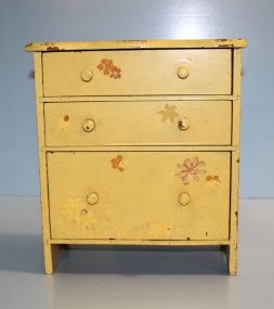  Three Drawer Doll Dresser 11" w., 5" dia, 13" h.