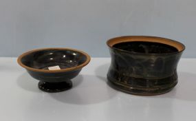  Pottery Compote and Bowl Compote 6 1/4" dia. ; bowl 7" dia.