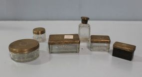  Glass and Silverplate Lidded Toiled Set Pieces