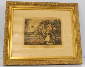  Print of Landscape, Fruit, Flowers 24" w., 20" h.