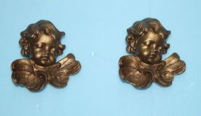  Pair of Small Painted Composite Cupids 3" h.