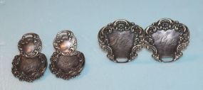  Two Pair of Large Sterling Foree Earrings