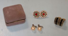  Three Pair Costume Jewelry Earrings