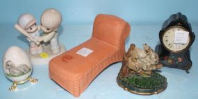  Group of Miscellaneous Collectibles Including small bookend, porcelain egg, figurine