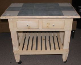  Tile Top Kitchen Island 41" w., 35" h., 25" d.