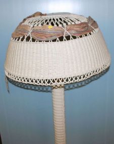  Antique Wicker Floor Lamp 19th century wicker floor lamp; 70" h., 27 1/2" dia.