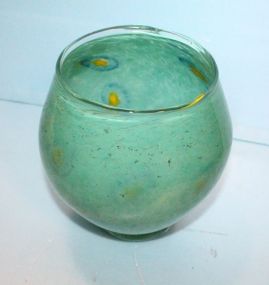  Glass Vase Signed on Bottom Mark 5" dia.