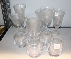  Six Etched Glasses & Six Tumblers