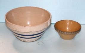 Two Crock Bowls 10 1/4" dia.; 6" dia.