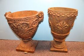  Pair Terra Cotta Color Urns Resin, 13" h.