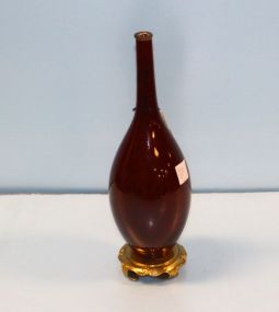 Porcelain Bottle Attached To Stand 13 1/2" h.