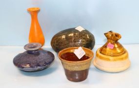  Five Various Pottery Pieces Including Vases, Cup