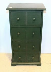  Small Four Drawer Green Cabinet Full of CDs; 16" w., 30" h., 9 1/2" w.