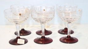  Set of Six Sherbet Glasses with Pigeon Blood Bases