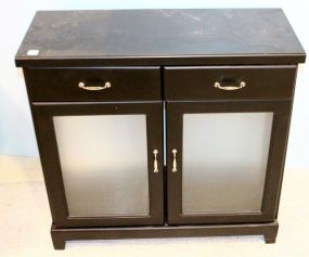  Black Two Door and Two Drawer Cabinet 32"w., 30"h., 13"d.