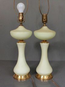  Pair of Vintage Green Lamps Description: Pair of Vintage Green Lamps; 28" h.