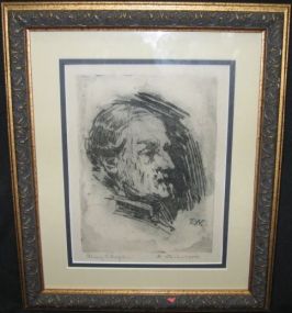 Ellsworth Woodward "Army Chaplain" etching