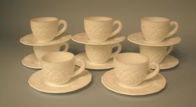 8 Milk Glass Cup & Saucers