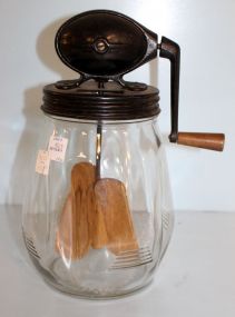 Number 4 Daisy antique butter churn; 14" h., 5 1/2" dia.