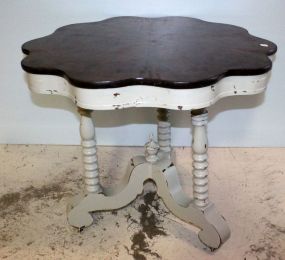 Flame Mahogany Empire Center Table with Seafoam Painted Base