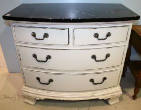 White Four Drawer Bracket Foot Chest with Black Marble Top